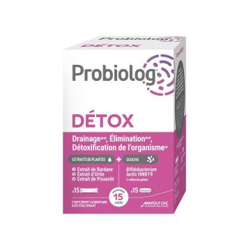 PROBIOLOG - D&eacute;tox - Drainage, &Eacute;limination, D&eacute;toxification de l'Organisme 15 g&eacute;lules 15 sticks