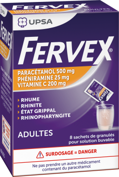UPSA - Fervex adultes rhume rhinite &eacute;tat grippal 8 sachets granules