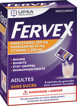UPSA - Fervex &eacute;tat grippal sans sucre 8 sachets