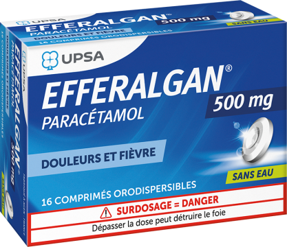 EFFERALGAN PARACETAMOL 500mg UPSA - Douleurs et fi&egrave;vres 16 comprim&eacute;s orodispersibles