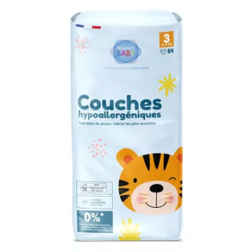 PharmaBABY - Couches hypoallerg&eacute;niques taille 3 - 4-9kg toute peau 54 couches