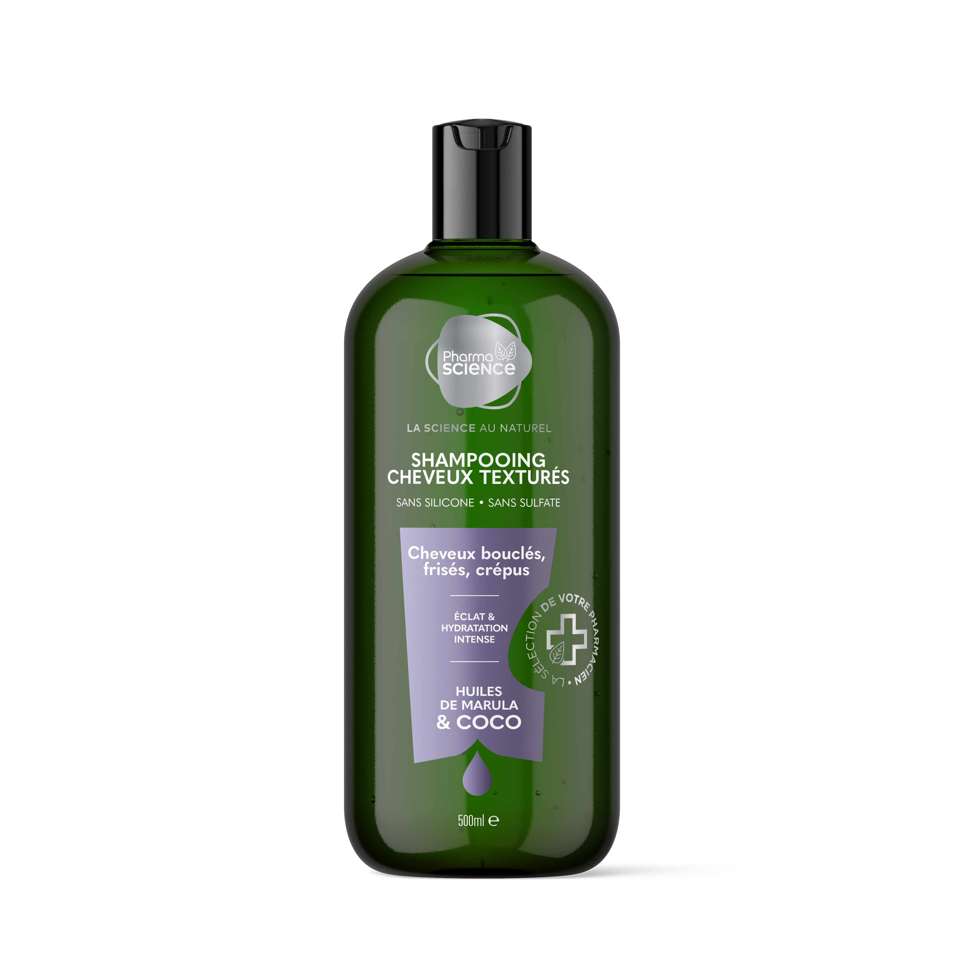 PHARMASCIENCE - Shampoing Cheveux Textur&eacute;s - Huies de marula & coco 500ml