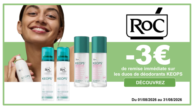 ROC -3€ de remise immédiate sur les duos de déodorants KEOPS