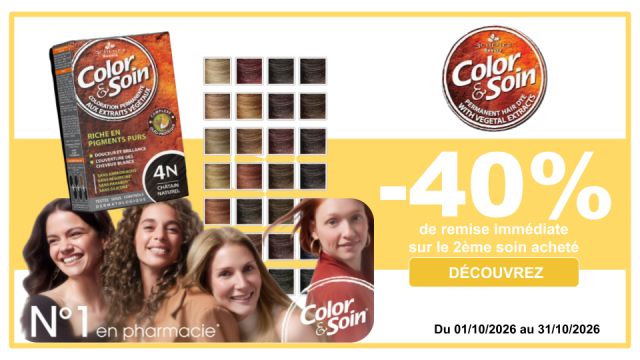 COLOR & SOIN -40% de remise immédiate sur le 2ème soin acheté