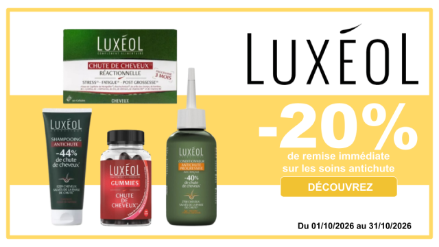 LUXÉOL -20% de remise immédiates sur les soins antichute