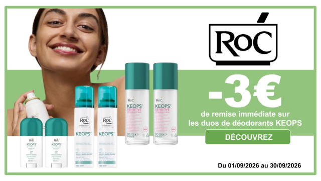 ROC -3€ de remise immédiate sur les duos de déodorants KEOPS