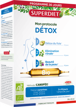 SUPERDIET - Mon Protocole D&eacute;tox Bio 30 ampoules x 15ml