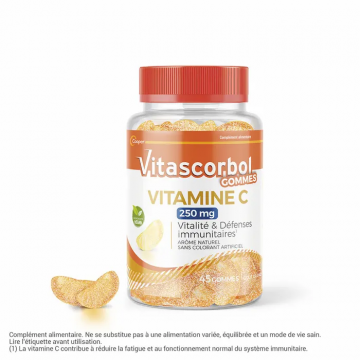 VITASCORBOL - Gommes Vitamine C 250mg Vitalité & Défenses Immunitaires 45 unités