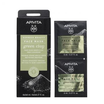 APIVITA - FACE MASK GRENN CLAY - Masque visage argile verte nettoyant profond 2x8ml