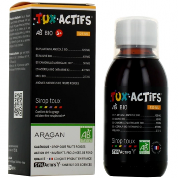 ARAGAN - TUX.ACTIFS BIO enfant de plus de 3 ans - Sirop toux 125ml