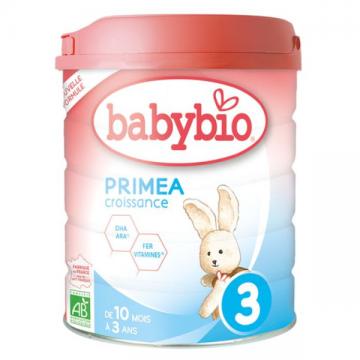 BABYBIO - PRIMEA - 3 croissance lait de vache en poudre bio 10 mois &agrave; 3 ans 800g