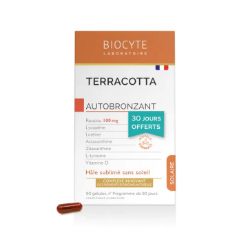 BIOCYTE - Terracotta Cocktail - Autobronzant H&acirc;le - 2 mois + 1 mois Offert, 90 g&eacute;lules