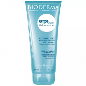 BIODERMA - ABCDerm - Gel Moussant Nettoyant Doux Cheveux Corps B&eacute;b&eacute;s Enfants 200ml