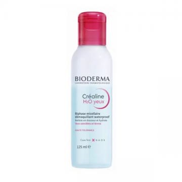BIODERMA - CREALINE H2O YEUX - Biphase Micellaire d&eacute;maquillant waterproof 125ml