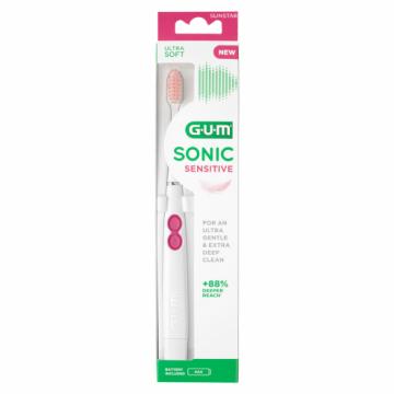 GUM SONIC SENSITIVE - Brosse &agrave; dents &agrave; pile, brins ultra doux