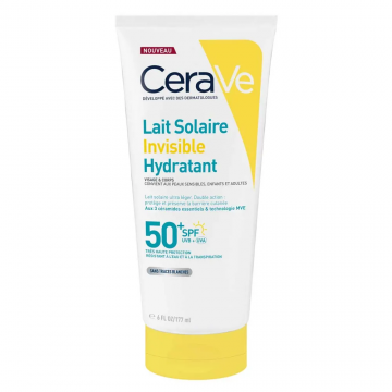 CERAVE - Lait Solaire Invisible Hydratant SPF50+ Haute Protection visage et corps 177ml
