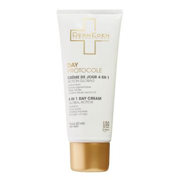 DERMEDEN - DAY PROTOCOLE - Cr&egrave;me de Jour 4 en 1 Action globale anti-&acirc;ge SPF50 50ml