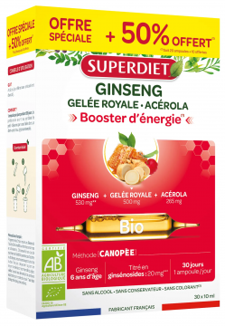 SUPERDIET - Ginseng Gel&eacute;e Royale Ac&eacute;rola 30 ampoules x 10ml