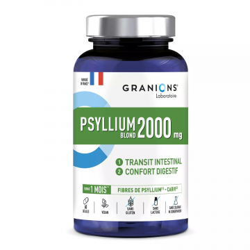 GRANIONS - Psyllium blond 2000mg - Transit intestinal Confort digestif 60 gélules