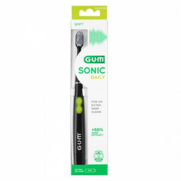 GUM SONIC DAILY Brosse &agrave; dents &agrave; pile, poils souples, noire