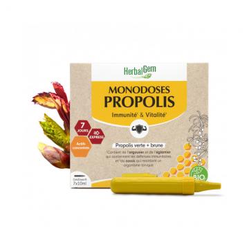 HERBALGEM - Monodoses Propolis Bio - Immunit&eacute; & Vitalit&eacute; 7x10ml