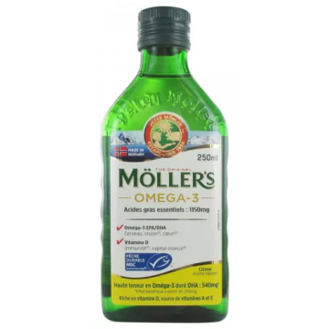 M&Ouml;LLERS OMEGA 3 - Huile de Foie de Morue ar&ocirc;me citron 250ml