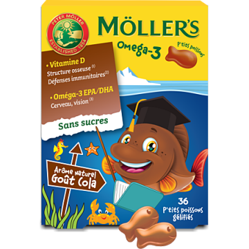 M&Ouml;LLERS KID OMEGA 3 - Foie de Morue go&ucirc;t cola 36 gommes