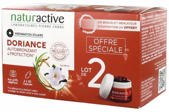 NATURACTIVE - Doriance - Autobronzant & Protection lot de 2 x 30 capsules + bracelet offert