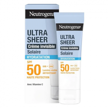 NEUTROGENA - Ultra Sheer - Cr&egrave;me Invisible Solaire Hydratation SPF50 - Visage- Peaux Sensibles &agrave; S&egrave;ches, 50ml