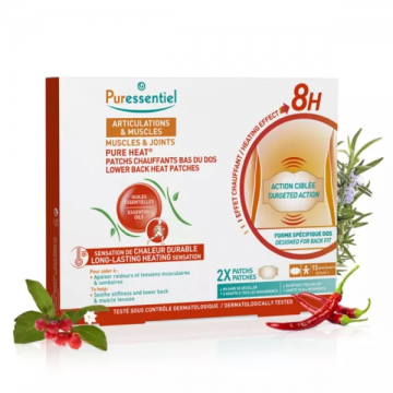 PURESSENTIEL - Articulations et Muscles - Patchs chauffants bas du dos aux 14 huiles essentielles - 2 unités