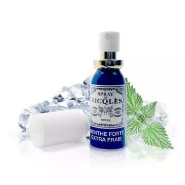RICQLES - Spray Buccal à l'Alcool de Menthe Forte Extra Frais 90% par volume 15ml