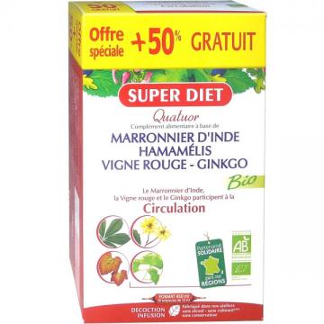 SUPERDIET - Quatuor Vigne Rouge Circulation Bio 20 Ampoules + 50% offert