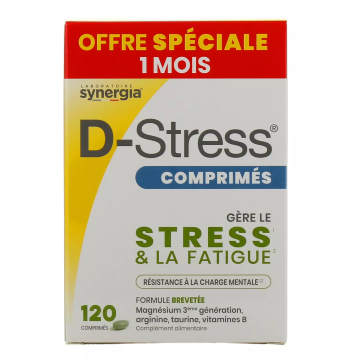 SYNERGIA - D-Stress - Stress & Fatigue pack &eacute;co 120 comprim&eacute;s