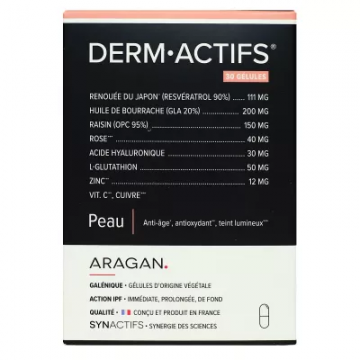 ARAGAN - SYNACTIFS - Derm.Actifs - Peau anti-&acirc;ge, antioxydant, teint lumineux 30 g&eacute;lules