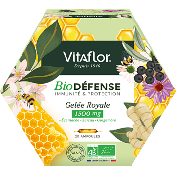 VITAFLOR - Gel&eacute;e Royale 1500mg Bio D&eacute;fense Immunit&eacute; & Protection 20 ampoules
